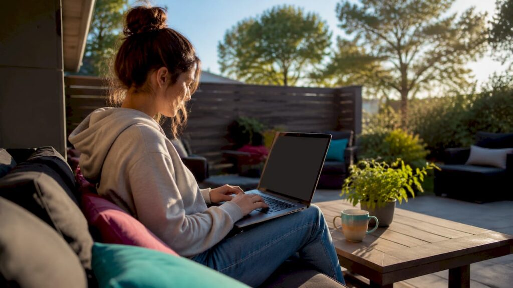 Woman booking mobile car detailing online